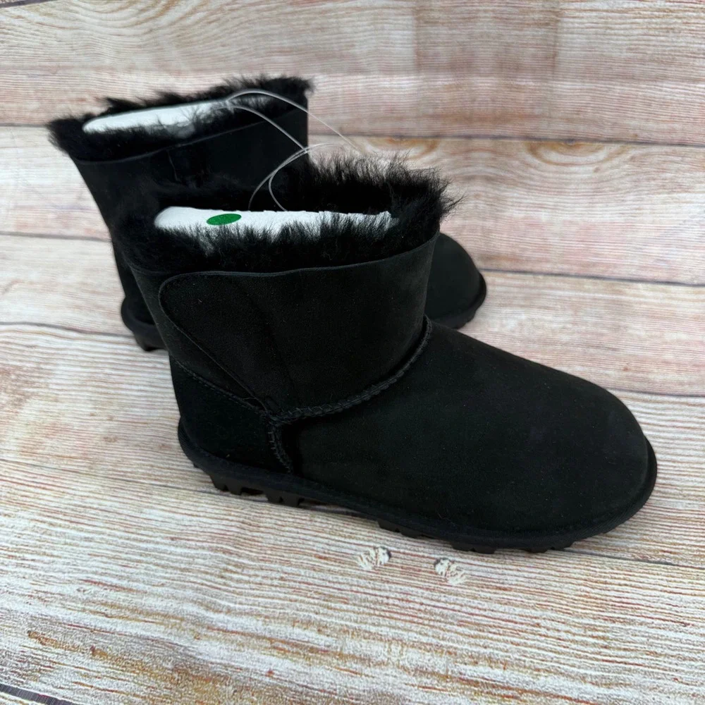 Kirkland Signature‎ Kids Black Shearling Suede Ankle Boots US 2 7771011 NEW